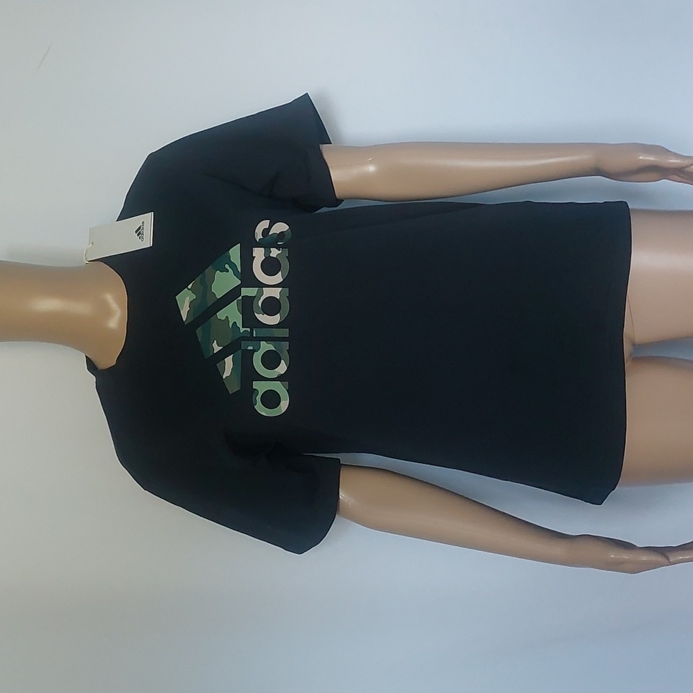 adidas Womens Camo Green Logo T-chirt‎ Multi Sport Black Size S
